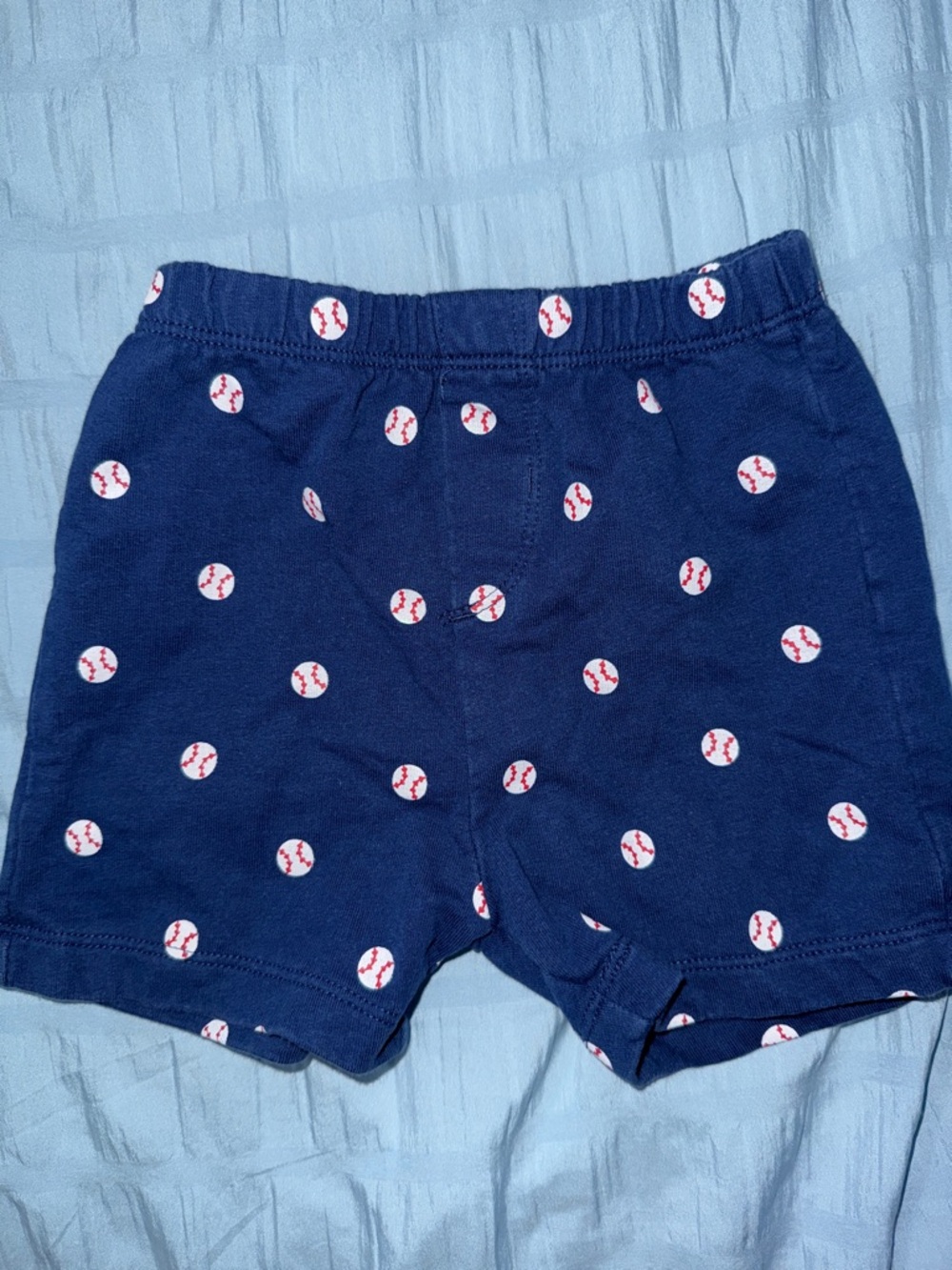 Kids Navy Baseball Print Stretch Cotton Shorts